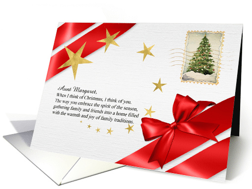for Aunt Christmas Vintage Postcard Theme with Custom Front card