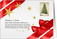 For Friends on Christmas Custom Front Vintage Postcard Look card