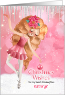 for Goddaughter Pink Christmas Ballerina Dancer Theme card