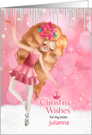 for Sister Pink Christmas Ballerina Dancer Theme card