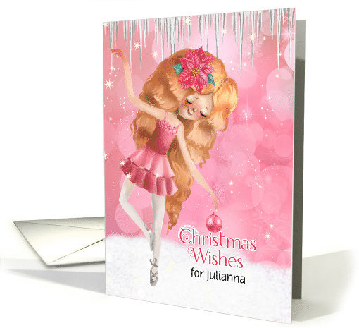 for Ballet Dancer Christmas Custom Front in Pink and White card