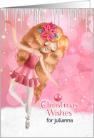 for Ballet Dancer Christmas Custom Front in Pink and White card