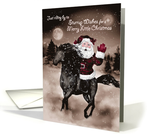 Western Themed Christmas Santa on Horseback Sepia Toned card (952159)