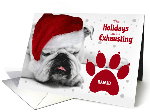 from the Dog Christmas Bulldog in a Santa Hat Custom Name card