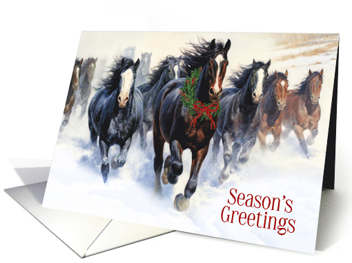 Western Themed Christmas Wild Horses in the Snow card (954351)