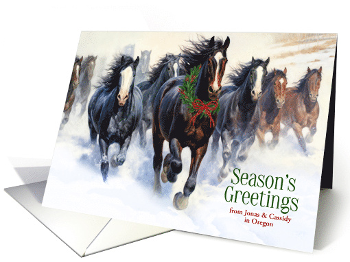 Oregon Wild Horses Western Theme Custom Christmas card (954393)