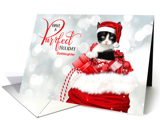 for Goddaughter a Purrfect Holiday Custom Christmas Kitten card