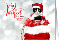 for Great Aunt Kitten Purrfect Holiday Custom Christmas card