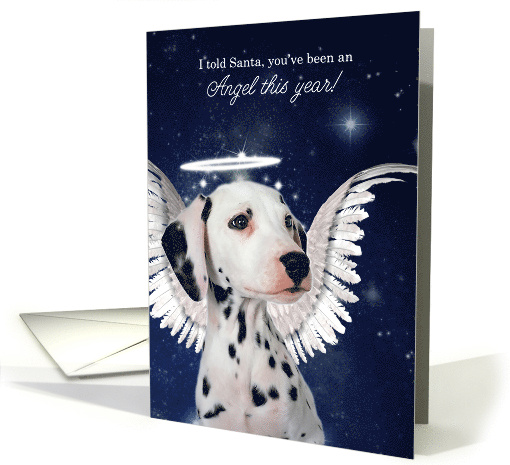 Dalmatian Dog with Angel Wings and Halo Pet Lover Christmas card