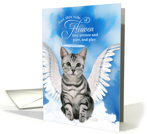 Loss of a Cat Silver Tabby Angel Pet Sympathy Rainbow card (956601)