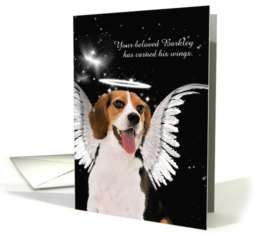 Custom Pet Sympathy Loss of a Dog Beagle Angel card (956725)