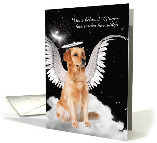 Custom Pet Sympathy Loss of a Dog Golden Retriever Angel card (957013)