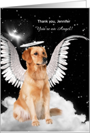 Thank You You’re an Angel Golden Retriever Dog with Custom Name card