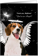 Thank You You’re an Angel Beagle Dog with Custom Name card