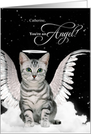 Thank You You’re an Angel Gray Tabby Cat Custom card
