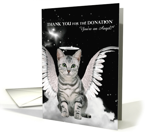 Donation Thank You You're an Angel Gray Tabby Cat for Business card
