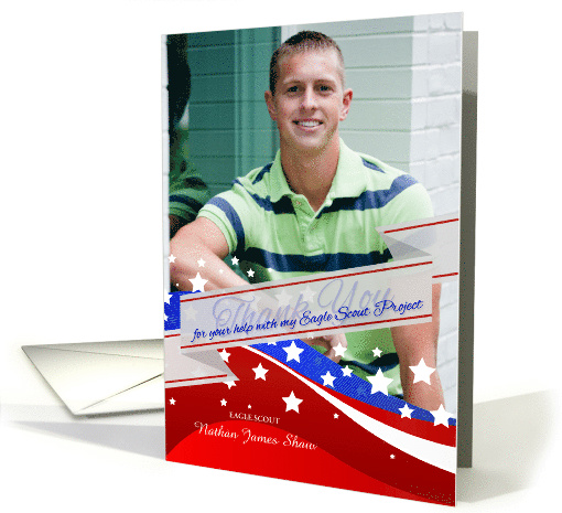 Eagle Scout Project Thank You Patriotic with Custom Photo card