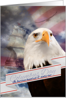 Columbus Day Eagle and Ship on the Ocean card