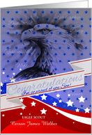 for Son Custom Eagle Scout Congratulations American Flag card