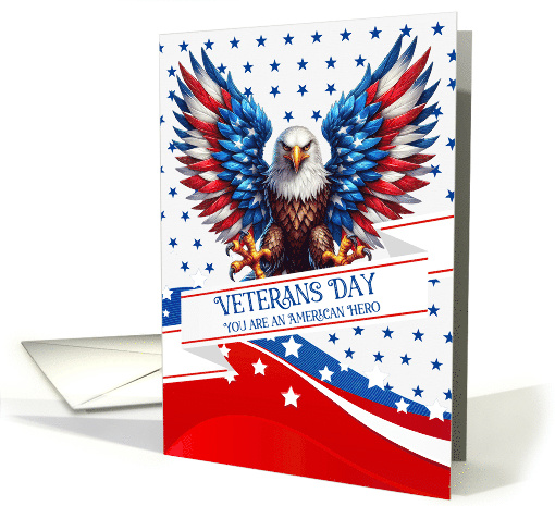Veteran's Day Patriotic Eagle in Red White and Blue card (959785)