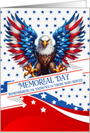 Memorial Day Eagle with American Flag card