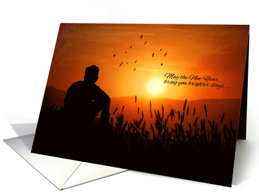 New Year Wishes for a Brighter Year Sunset Silhouette card (961331)