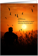 Missing You Male Silhouette Sunset Mountain Scenic Custom card