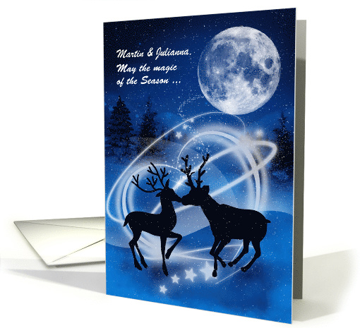 Winter Anniversary Custom Kissing Reindeer in the Snow card (962155)