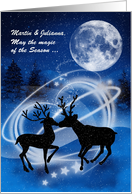 Winter Anniversary Custom Kissing Reindeer in the Snow card