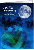 Life Partner Anniversary Female Kissing Reindeer card