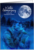 Life Partner Anniversary Custom Kissing Male Reindeer card