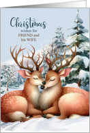for Friend and His Wife at Christmas Kissing Reindeer card