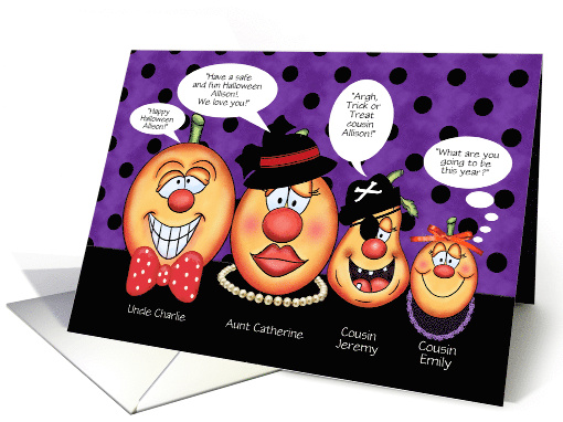 Halloween Custom Speech Bubble Pumpkin Family card (965637)