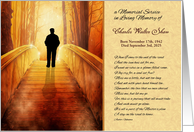 Male Silhouette Memorial Service Invitation Golden Bridge card