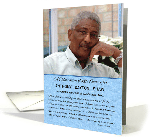 Celebration of Life Service Invitation the Road Home with Photo card