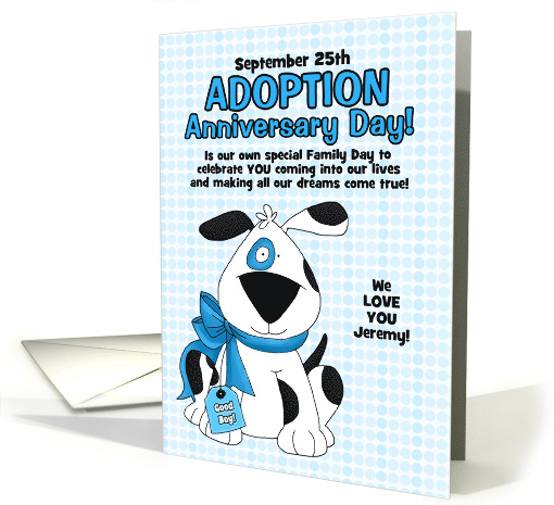 for Adopted Son on Adoption Day Anniversary Blue Dog card (967169)