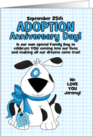 for Adopted Son on Adoption Day Anniversary Blue Dog card