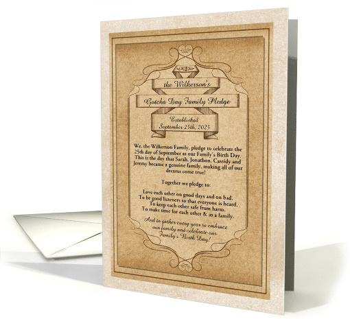 Gotcha Day or Adoption Day Custom Family Pledge card (967537)