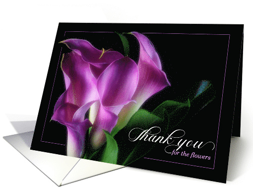 Thank You for the Flowers Sympathy Calla Lillies in Purple card