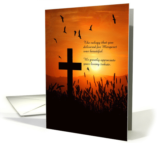 Custom Eulogy Thank You Funeral Service Sunset Cross card (968737)