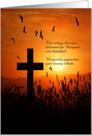 Custom Eulogy Thank You Funeral Service Sunset Cross card