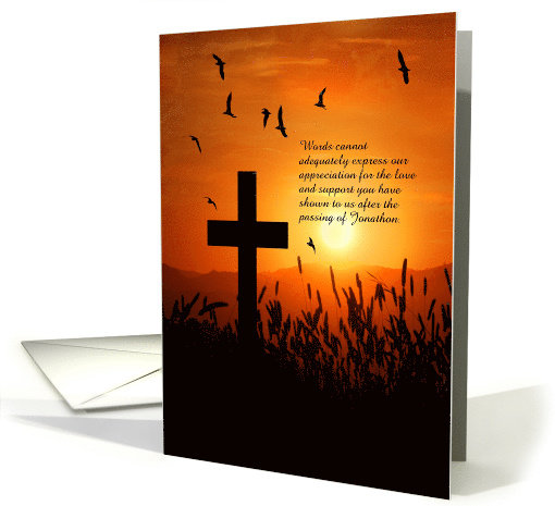 Custom Thank You Funeral Service Sunset Cross card (968743)