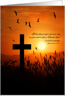 Clergy Thank You Sunset Cross in Summer Grasses card