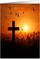Sunset Cross Silhouette Mountain View Blank Any Occasion card
