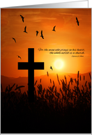 Religious Birthday Sunset Cross with Message of Prayer card