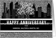 Business or Company Anniversary Custom Skyline in Classic Black card