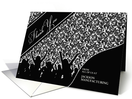 Business Thank You Cheering Crowd in Classic Black Custom Blank card