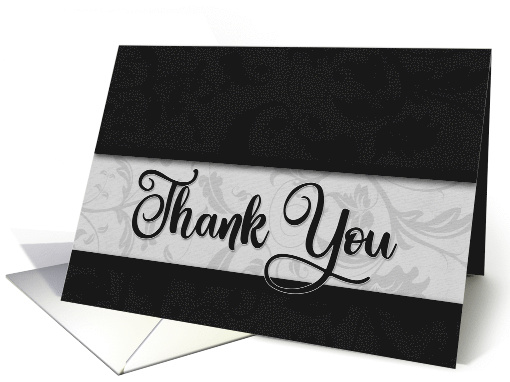 Business Thank You in Classic Black and Silver Damask card (970471)