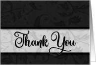 Business Thank You in Classic Black and Silver Damask card