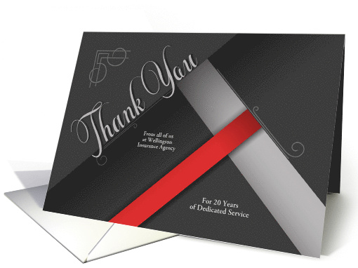 Custom Employee Anniversary Shades of Gray with Red Business card